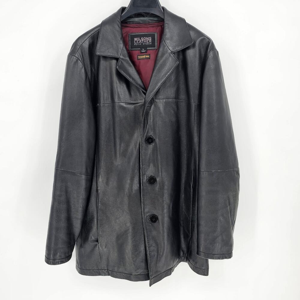 Wilsons Leather Pelle Studio Jacket Thinsulate Leather ButtonUp Ultra Soft Lined